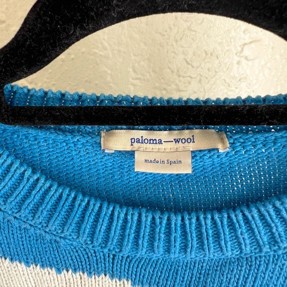 Paloma Wool Pin Swirl Blue and White Pullover Sweater - Picture 3 of 3